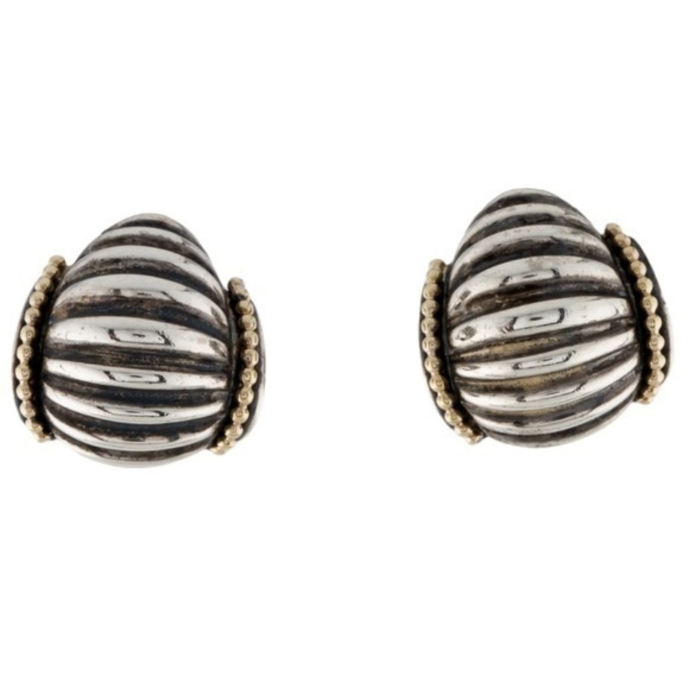 LAGOS sterling silver 18k omega back earrings